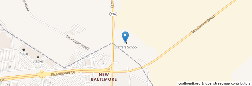 Mapa de ubicacion de Staffers School en Vereinigte Staaten Von Amerika, Pennsylvania, Penn Township.