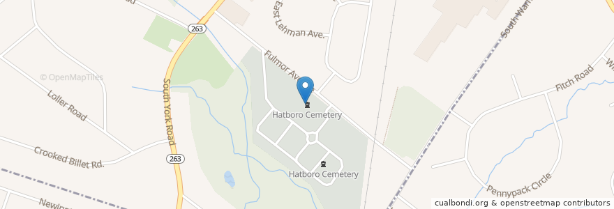 Mapa de ubicacion de Hatboro Cemetery en United States, Pennsylvania, Montgomery County, Hatboro.