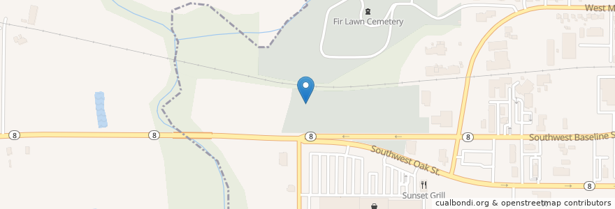 Mapa de ubicacion de Independent Order of Odd Fellows Cemetery en アメリカ合衆国, オレゴン州, Washington County, Hillsboro.