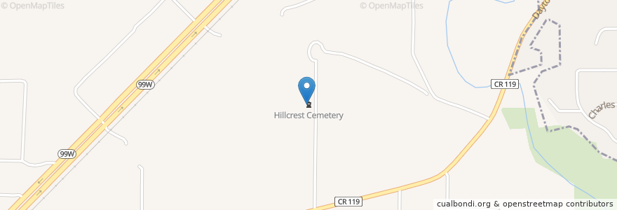Mapa de ubicacion de Hillcrest Cemetery en Amerika Birleşik Devletleri, Oregon, Yamhill County.