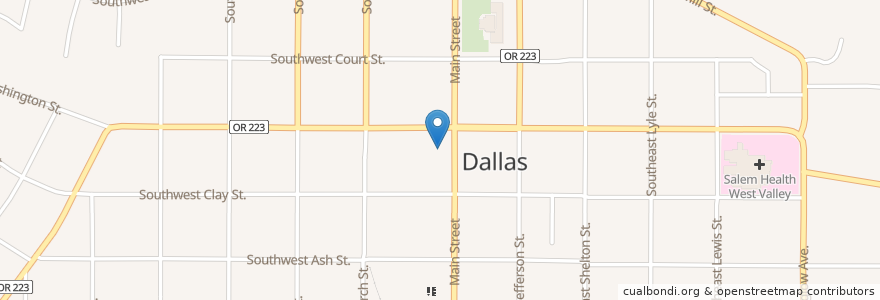 Mapa de ubicacion de Dallas Post Office en États-Unis D'Amérique, Oregon, Polk County, Dallas City Limits, Dallas.