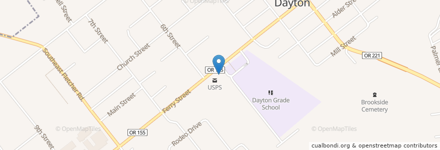Mapa de ubicacion de Dayton Post Office en 美利坚合众国/美利堅合眾國, 俄勒冈州/俄勒岡州, Yamhill County, Dayton.