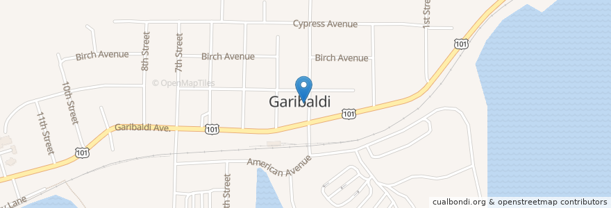 Mapa de ubicacion de Garibaldi Post Office en Stati Uniti D'America, Oregon, Tillamook County, Garibaldi.
