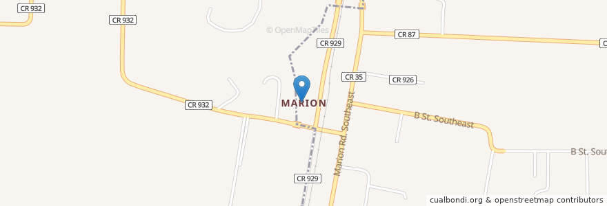 Mapa de ubicacion de Marion Post Office en États-Unis D'Amérique, Oregon, Marion County.