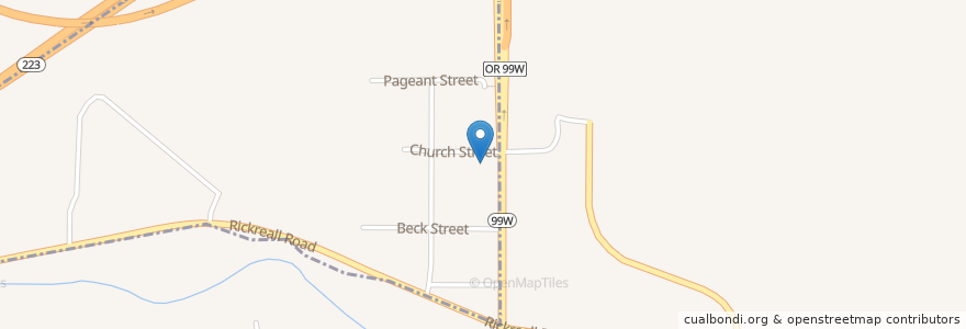 Mapa de ubicacion de Rickreall Post Office en الولايات المتّحدة الأمريكيّة, أوريغون, Polk County, Rickreall.