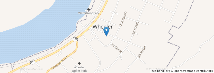 Mapa de ubicacion de Wheeler Post Office en Estados Unidos De América, Oregón, Tillamook County, Wheeler.