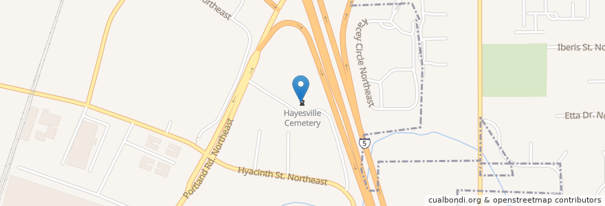 Mapa de ubicacion de Hayesville Cemetery en 미국, 오리건, Marion County, Salem.