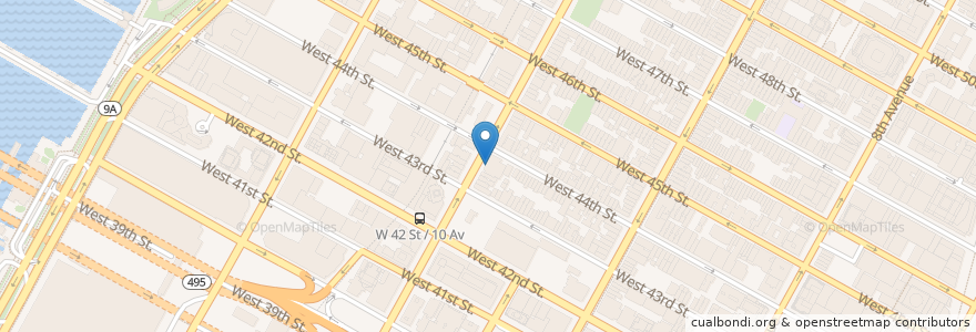 Mapa de ubicacion de Dunkin' Donuts en 美利坚合众国/美利堅合眾國, 纽约州 / 紐約州, 纽约, 纽约县, Manhattan, Manhattan Community Board 4.