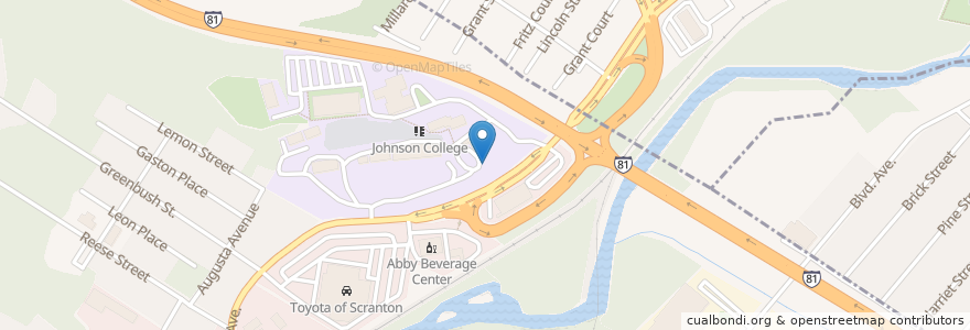 Mapa de ubicacion de Johnson School of Technology en Estados Unidos Da América, Pensilvânia, Lackawanna County, Scranton.