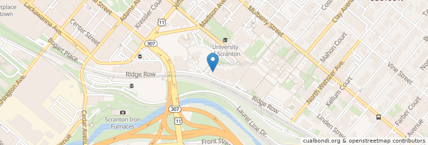 Mapa de ubicacion de University of Scranton en United States, Pennsylvania, Lackawanna County, Scranton.
