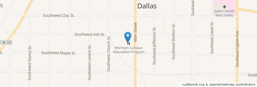 Mapa de ubicacion de Morrison Campus Alternative Program en アメリカ合衆国, オレゴン州, Polk County, Dallas City Limits, Dallas.