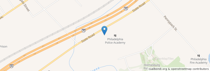 Mapa de ubicacion de Philadelphia Police Academy en United States, Pennsylvania, Philadelphia County, Philadelphia.