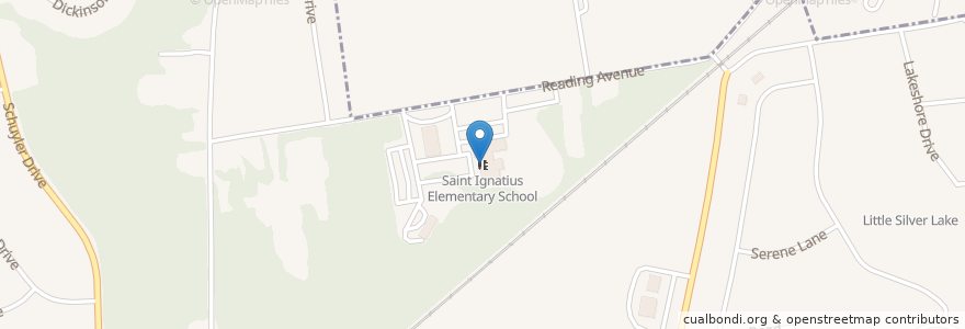 Mapa de ubicacion de Saint Ignatius Elementary School en 미국, 펜실베이니아, Bucks County, Lower Makefield Township.