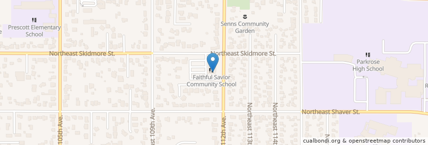 Mapa de ubicacion de Faithful Savior Community School en Amerika Birleşik Devletleri, Oregon, Portland, Multnomah County.
