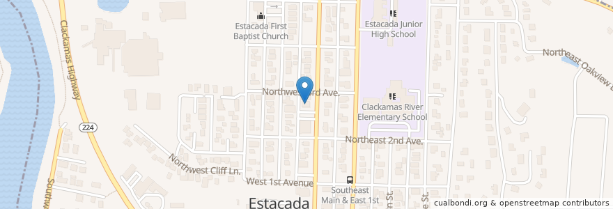 Mapa de ubicacion de Saint Aloysius Catholic Church en الولايات المتّحدة الأمريكيّة, أوريغون, Clackamas County, Estacada.