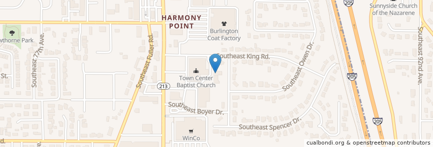 Mapa de ubicacion de Town Center Baptist Church en الولايات المتّحدة الأمريكيّة, أوريغون, Clackamas County.