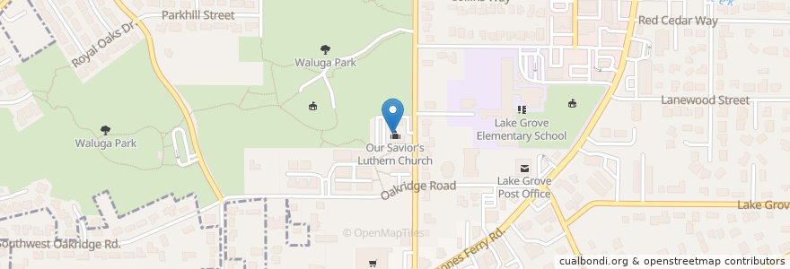 Mapa de ubicacion de Our Savior's Luthern Church en 미국, 오리건, Clackamas County, Lake Oswego.