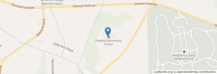 Mapa de ubicacion de Peebles Elementary School en Vereinigte Staaten Von Amerika, Pennsylvania, Allegheny County, Mccandless.