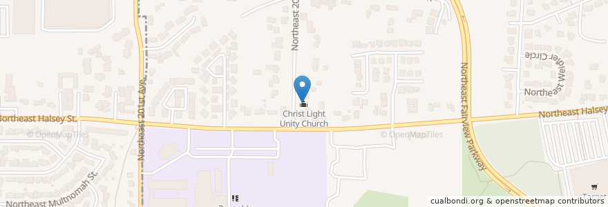 Mapa de ubicacion de Christ Light Unity Church en United States, Oregon, Multnomah County, Fairview.