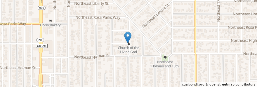 Mapa de ubicacion de Church of the Living God en Verenigde Staten, Oregon, Portland, Multnomah County.