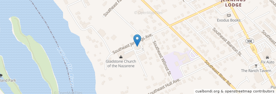 Mapa de ubicacion de Church of the Nazarene en 美利坚合众国/美利堅合眾國, 俄勒冈州/俄勒岡州, Clackamas County, Jennings Lodge.