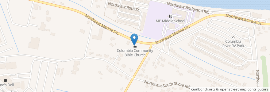 Mapa de ubicacion de Columbia Community Bible Church en Estados Unidos Da América, Oregon, Portland, Multnomah County.