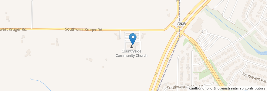 Mapa de ubicacion de Countryside Community Church en アメリカ合衆国, オレゴン州, Washington County.