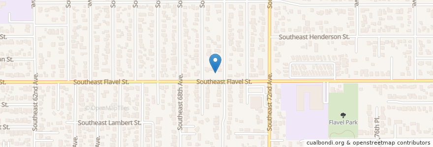 Mapa de ubicacion de Flavel Street Baptist Church en アメリカ合衆国, オレゴン州, Portland, Multnomah County.