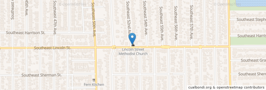 Mapa de ubicacion de Lincoln Street Methodist Church en États-Unis D'Amérique, Oregon, Portland, Multnomah County.