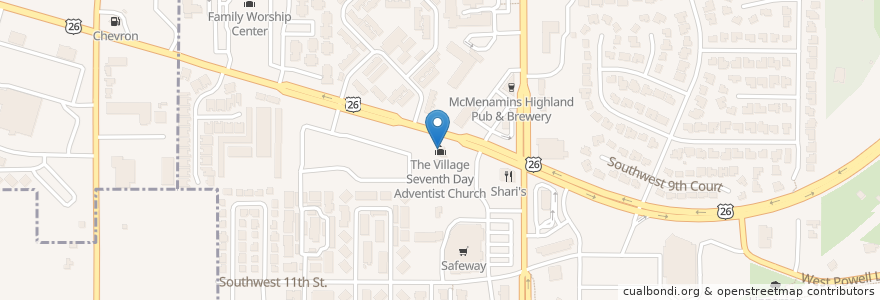 Mapa de ubicacion de The Village Seventh Day Adventist Church en 美利坚合众国/美利堅合眾國, 俄勒冈州/俄勒岡州, Multnomah County, Gresham.