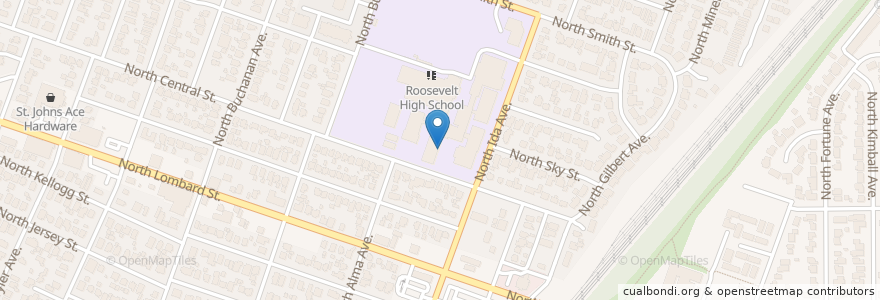 Mapa de ubicacion de Arts Communication and Technology School en Amerika Syarikat, Oregon, Portland, Multnomah County.