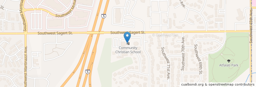 Mapa de ubicacion de Community Christian School en アメリカ合衆国, オレゴン州, Tualatin, Washington County.