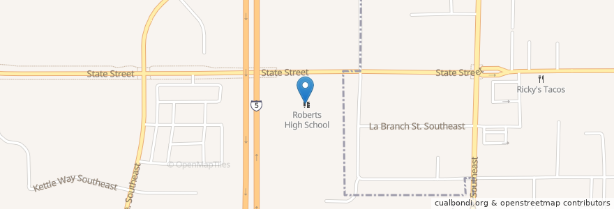 Mapa de ubicacion de Roberts High School en 美利坚合众国/美利堅合眾國, 俄勒冈州/俄勒岡州, Marion County.