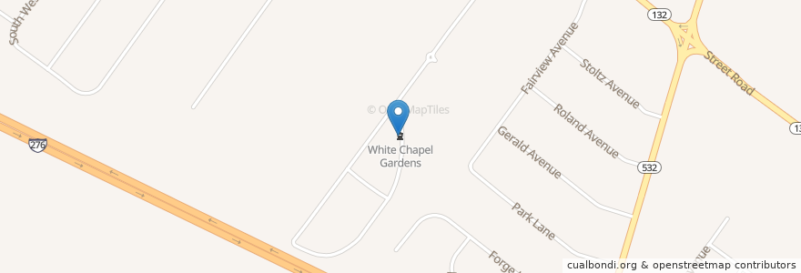 Mapa de ubicacion de White Chapel Gardens en ایالات متحده آمریکا, پنسیلوانیا, Bucks County, Lower Southampton Township.