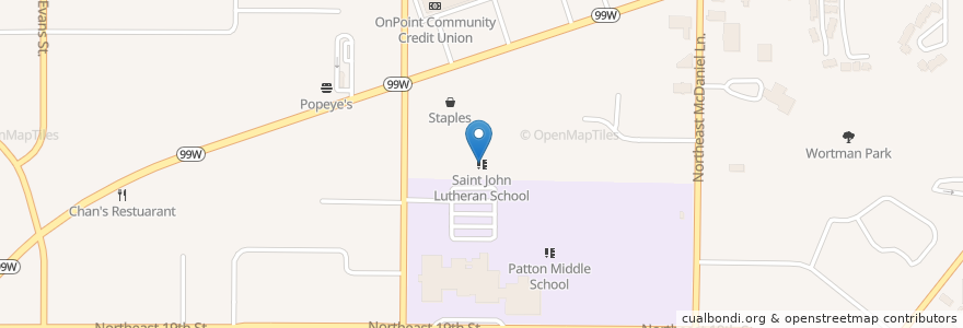 Mapa de ubicacion de Saint John Lutheran School en Vereinigte Staaten Von Amerika, Oregon, Yamhill County, Mcminnville.