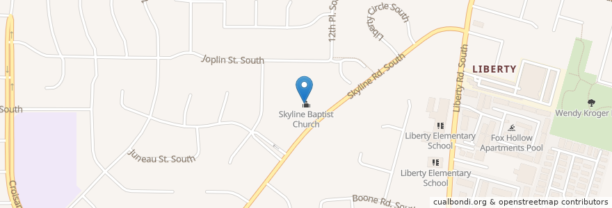 Mapa de ubicacion de Skyline Baptist Church en Verenigde Staten, Oregon, Marion County, Salem.