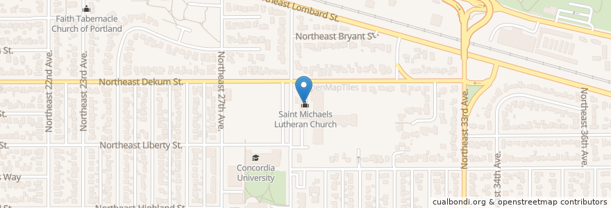 Mapa de ubicacion de Saint Michaels Lutheran Church en 美利坚合众国/美利堅合眾國, 俄勒冈州/俄勒岡州, Portland, Multnomah County.