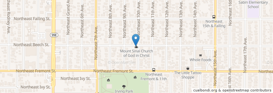 Mapa de ubicacion de Mount Sinai Church of God in Christ en Estados Unidos De América, Oregón, Portland, Multnomah County.