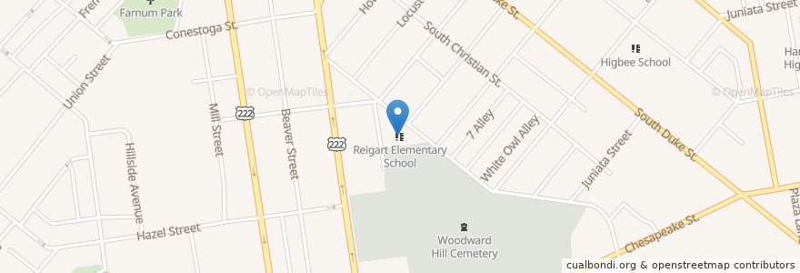 Mapa de ubicacion de Reigart Elementary School en Estados Unidos Da América, Pensilvânia, Lancaster County, Lancaster.