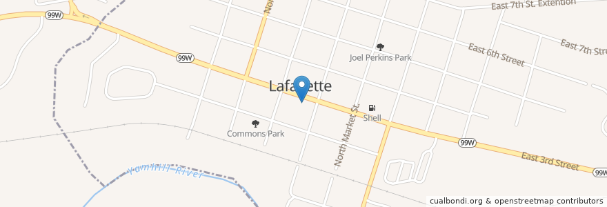 Mapa de ubicacion de Lafayette Community Church en États-Unis D'Amérique, Oregon, Yamhill County, Lafayette.