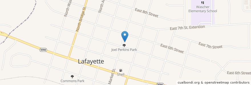 Mapa de ubicacion de Bible Baptist Church en Estados Unidos De América, Oregón, Yamhill County, Lafayette.