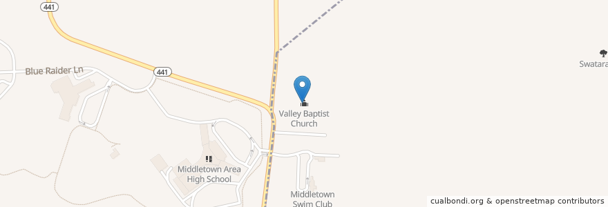 Mapa de ubicacion de Valley Baptist Church en United States, Pennsylvania, Dauphin County.