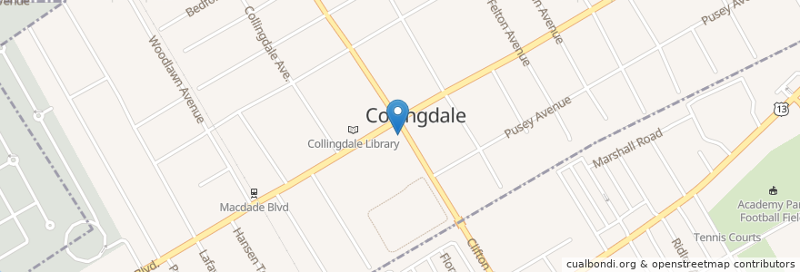 Mapa de ubicacion de Collingdale Post Office en Amerika Birleşik Devletleri, Pensilvanya, Delaware County, Collingdale.