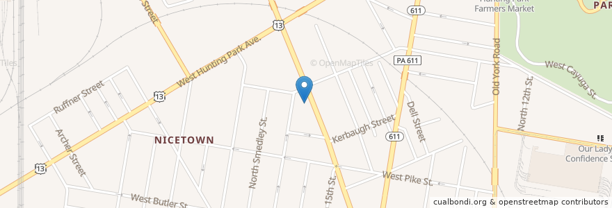 Mapa de ubicacion de Nicetown Post Office en ایالات متحده آمریکا, پنسیلوانیا, Philadelphia County, فیلادلفیا.
