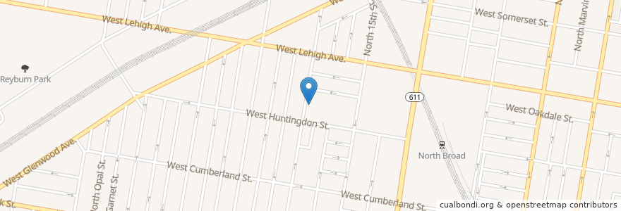 Mapa de ubicacion de North Philadelphia West Post Office en Amerika Syarikat, Pennsylvania, Philadelphia County, Philadelphia.