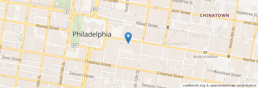 Mapa de ubicacion de John Wanamaker Post Office en الولايات المتّحدة الأمريكيّة, بنسيلفانيا, Philadelphia County, فيلادلفيا.