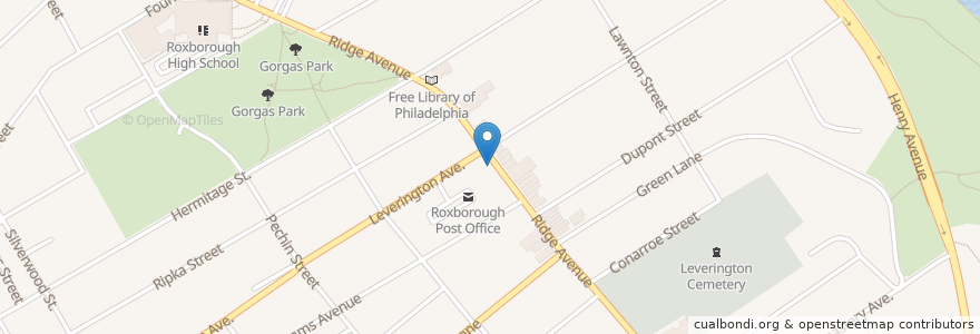 Mapa de ubicacion de Roxborough Station Post Office en Estados Unidos De América, Pensilvania, Philadelphia County, Philadelphia.
