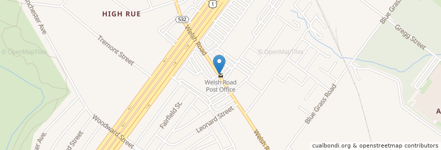 Mapa de ubicacion de Welsh Road Post Office en États-Unis D'Amérique, Pennsylvanie, Philadelphia County, Philadelphia.