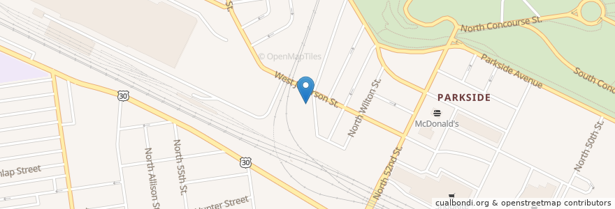 Mapa de ubicacion de West Park Station Post Office en 美利坚合众国/美利堅合眾國, 宾夕法尼亚 / 賓夕法尼亞州, Philadelphia County, 費城.
