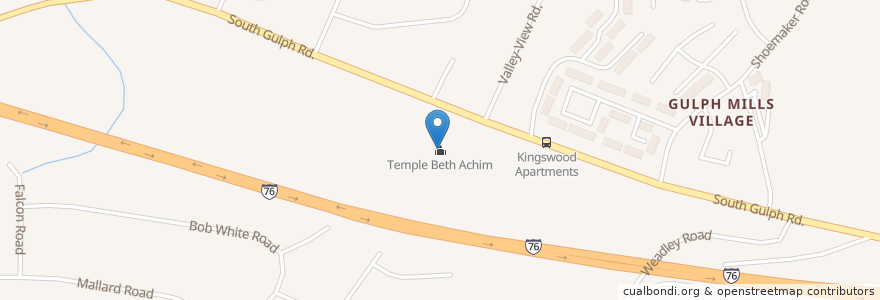 Mapa de ubicacion de Temple Beth Achim en 미국, 펜실베이니아, Montgomery County, Upper Merion Township.